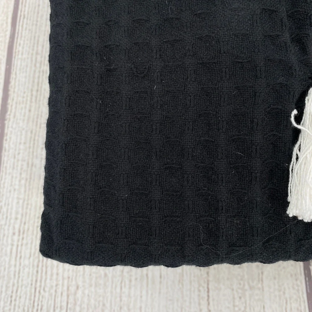 Martha Stewart Shower Curtain Black Waffle Weave Tassel Ghost Halloween Spooky